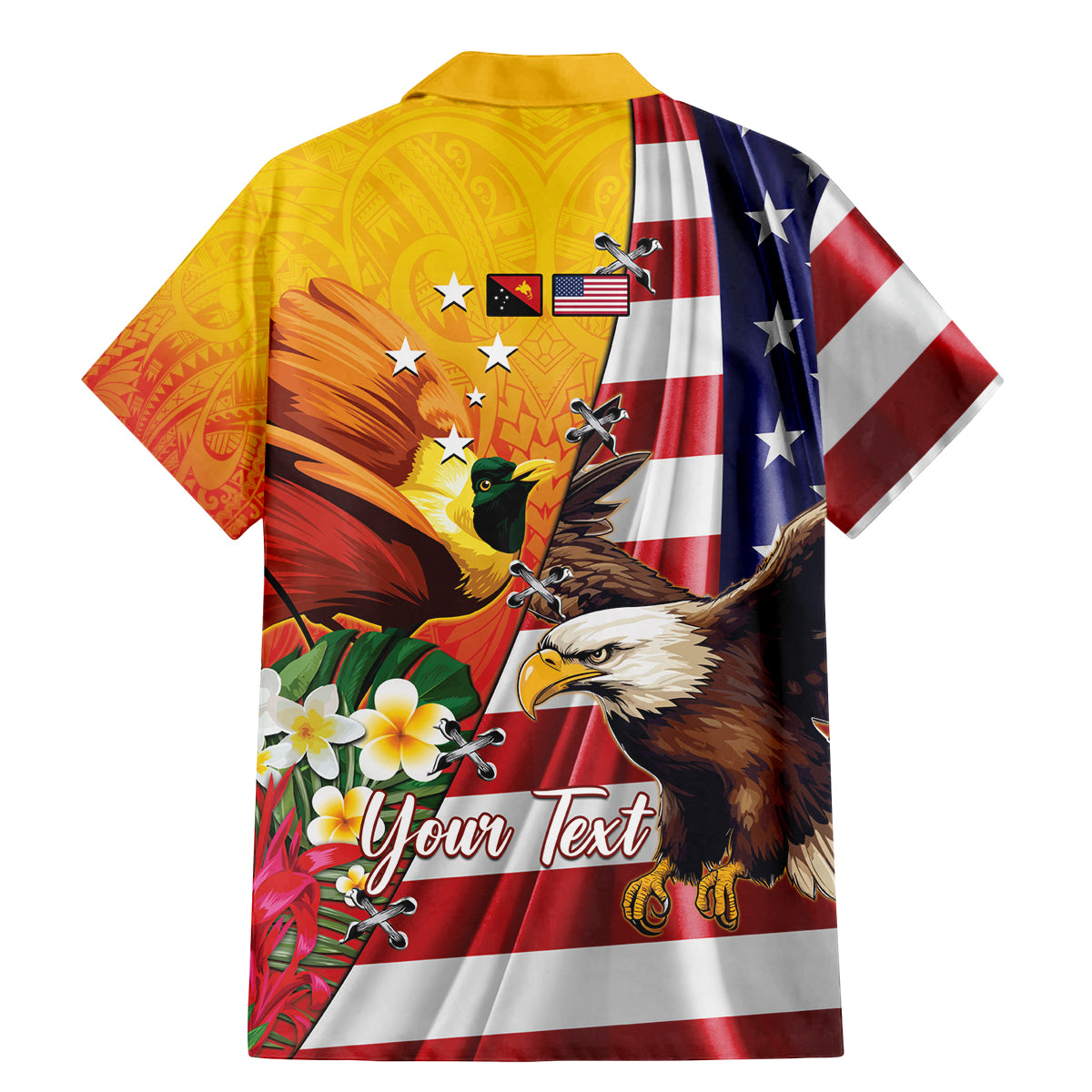Personalised United States And Papua New Guinea Family Matching Mermaid Dress and Hawaiian Shirt USA Eagle With PNG Bird Of Paradise LT14 - Polynesian Pride