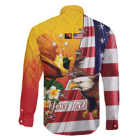 Personalised United States And Papua New Guinea Family Matching Short Sleeve Bodycon Dress and Hawaiian Shirt USA Eagle With PNG Bird Of Paradise LT14 - Polynesian Pride
