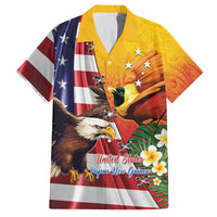 Personalised United States And Papua New Guinea Family Matching Summer Maxi Dress and Hawaiian Shirt USA Eagle With PNG Bird Of Paradise LT14 Dad's Shirt - Short Sleeve Red - Polynesian Pride
