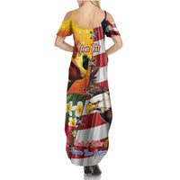 Personalised United States And Papua New Guinea Family Matching Summer Maxi Dress and Hawaiian Shirt USA Eagle With PNG Bird Of Paradise LT14 - Polynesian Pride