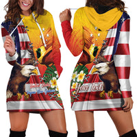 Personalised United States And Papua New Guinea Hoodie Dress USA Eagle With PNG Bird Of Paradise LT14 - Polynesian Pride