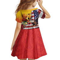 Personalised United States And Papua New Guinea Kid Short Sleeve Dress USA Eagle With PNG Bird Of Paradise LT14 - Polynesian Pride