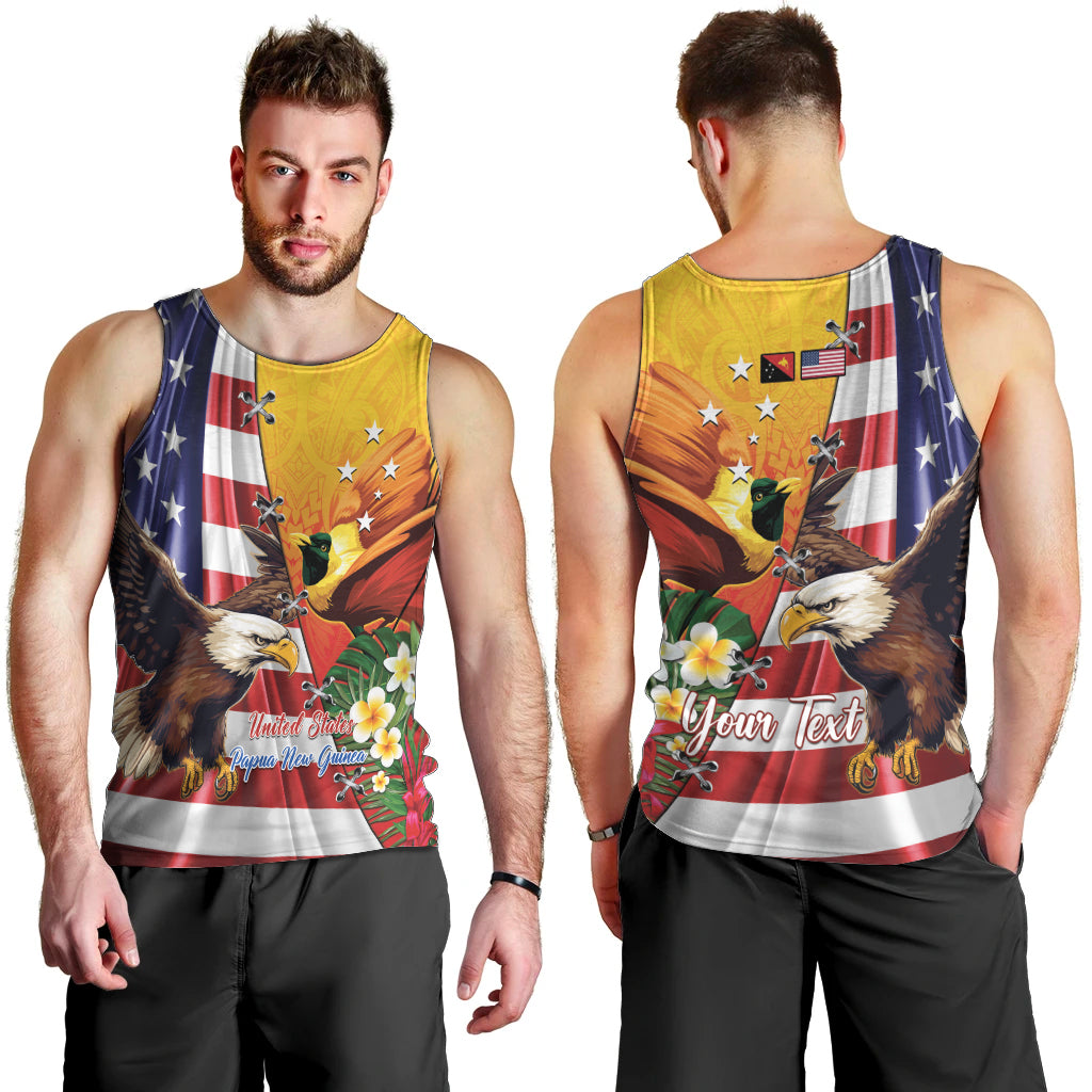 Personalised United States And Papua New Guinea Men Tank Top USA Eagle With PNG Bird Of Paradise LT14 - Polynesian Pride
