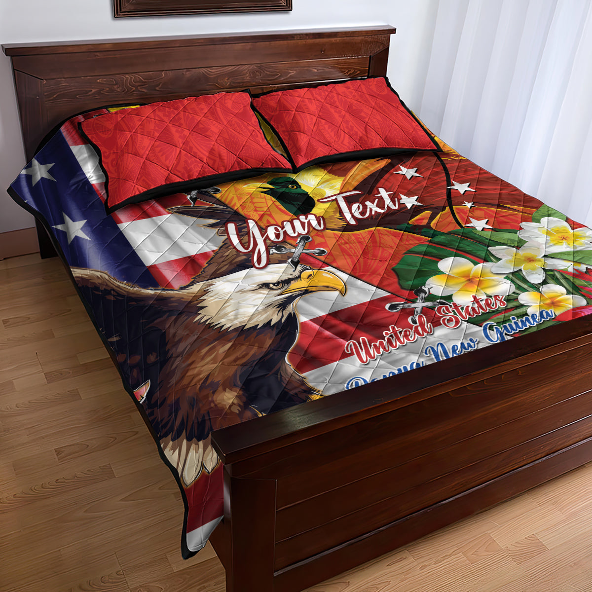 Personalised United States And Papua New Guinea Quilt Bed Set USA Eagle With PNG Bird Of Paradise LT14 - Polynesian Pride