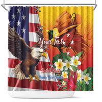 Personalised United States And Papua New Guinea Shower Curtain USA Eagle With PNG Bird Of Paradise LT14 Red - Polynesian Pride