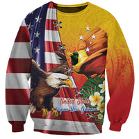 Personalised United States And Papua New Guinea Sweatshirt USA Eagle With PNG Bird Of Paradise LT14 Unisex Red - Polynesian Pride