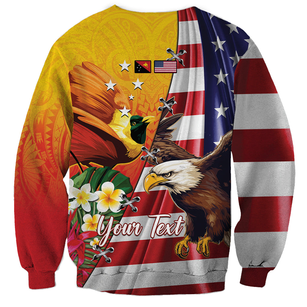 Personalised United States And Papua New Guinea Sweatshirt USA Eagle With PNG Bird Of Paradise LT14 - Polynesian Pride