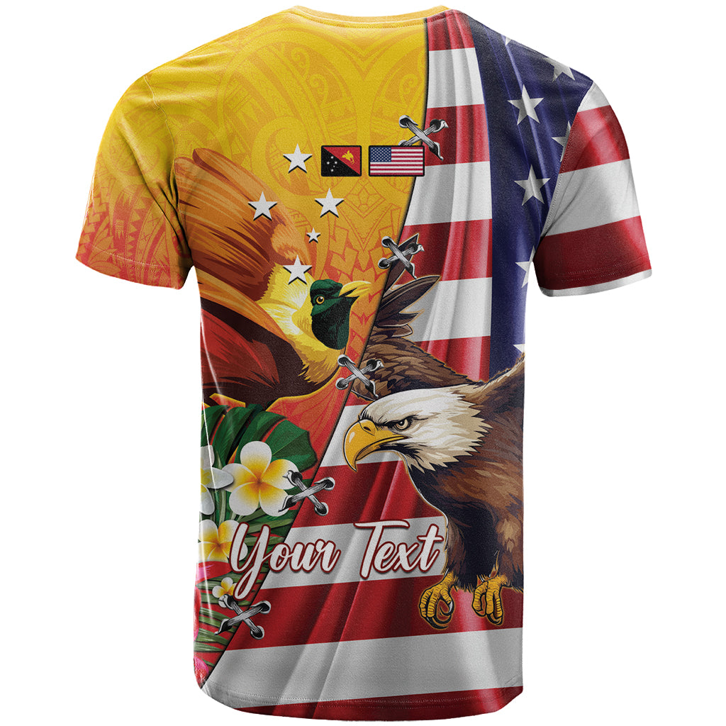 Personalised United States And Papua New Guinea T Shirt USA Eagle With PNG Bird Of Paradise