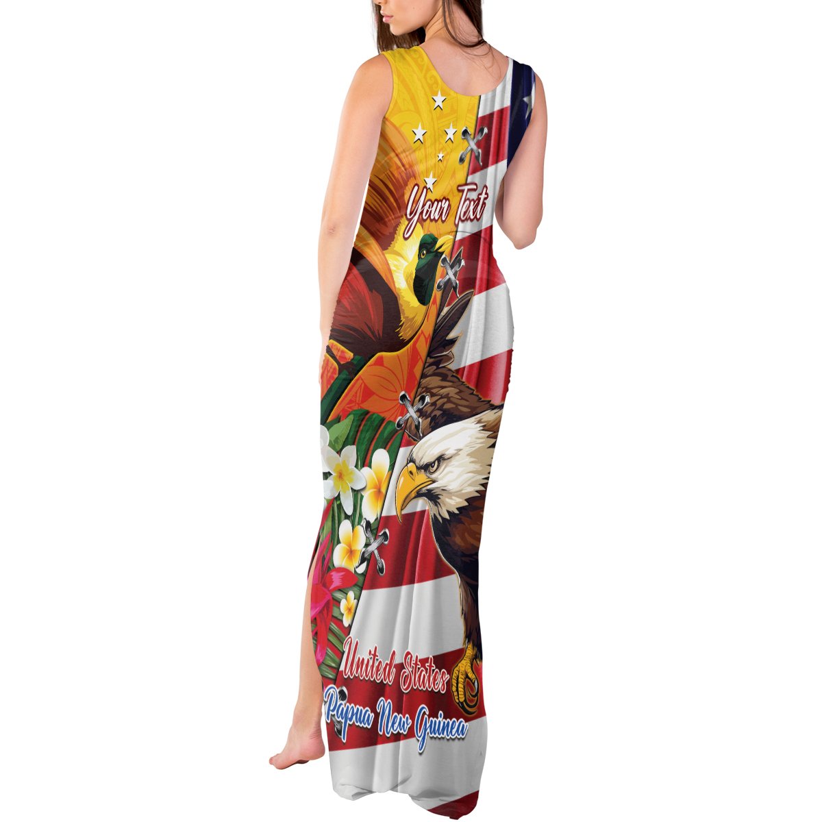 Personalised United States And Papua New Guinea Tank Maxi Dress USA Eagle With PNG Bird Of Paradise LT14 - Polynesian Pride
