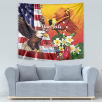 Personalised United States And Papua New Guinea Tapestry USA Eagle With PNG Bird Of Paradise LT14 - Polynesian Pride