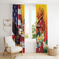 Personalised United States And Papua New Guinea Window Curtain USA Eagle With PNG Bird Of Paradise LT14 - Polynesian Pride