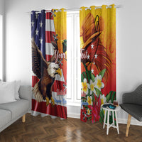 Personalised United States And Papua New Guinea Window Curtain USA Eagle With PNG Bird Of Paradise LT14 With Grommets Red - Polynesian Pride