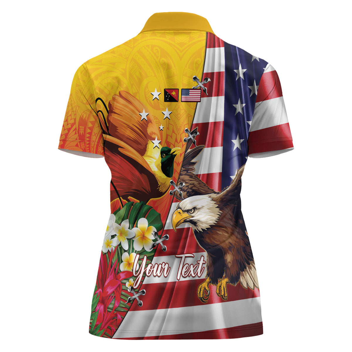 Personalised United States And Papua New Guinea Women Polo Shirt USA Eagle With PNG Bird Of Paradise LT14 - Polynesian Pride