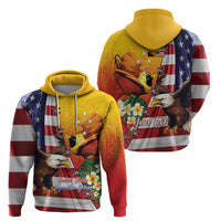 Personalised United States And Papua New Guinea Zip Hoodie USA Eagle With PNG Bird Of Paradise LT14 - Polynesian Pride
