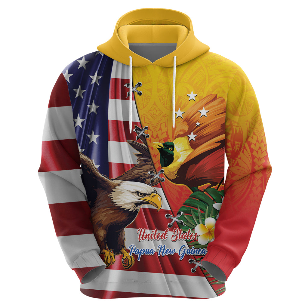 Personalised United States And Papua New Guinea Zip Hoodie USA Eagle With PNG Bird Of Paradise LT14 - Polynesian Pride