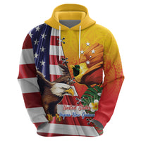 Personalised United States And Papua New Guinea Zip Hoodie USA Eagle With PNG Bird Of Paradise LT14 - Polynesian Pride