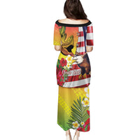 Personalised United States And Hawaii Family Matching Puletasi and Hawaiian Shirt USA Eagle With Hawaiian Shark Tattoo LT14 - Polynesian Pride