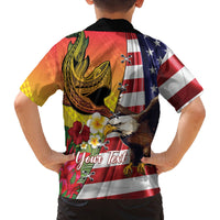 Personalised United States And Hawaii Family Matching Summer Maxi Dress and Hawaiian Shirt USA Eagle With Hawaiian Shark Tattoo LT14 - Polynesian Pride