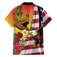Personalised United States And Hawaii Family Matching Summer Maxi Dress and Hawaiian Shirt USA Eagle With Hawaiian Shark Tattoo LT14 - Polynesian Pride