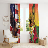 Personalised United States And Hawaii Window Curtain USA Eagle With Hawaiian Shark Tattoo