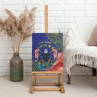 Personalised United States And Cook Islands Canvas Wall Art USA Eagle Mix Polynesian Pattern