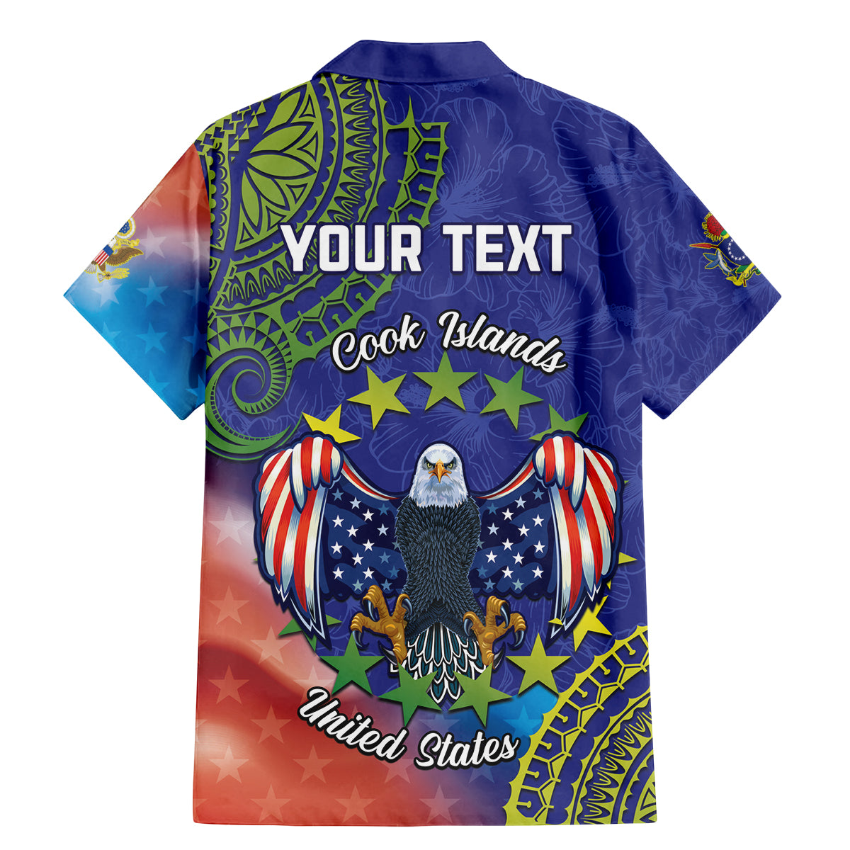 Personalised United States And Cook Islands Family Matching Mermaid Dress and Hawaiian Shirt USA Eagle Mix Polynesian Pattern LT14 - Polynesian Pride
