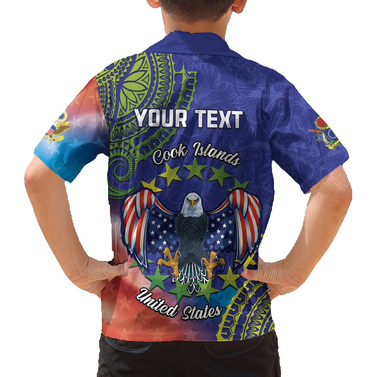 Personalised United States And Cook Islands Family Matching Summer Maxi Dress and Hawaiian Shirt USA Eagle Mix Polynesian Pattern LT14 - Polynesian Pride