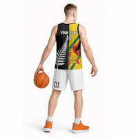 Custom New Zealand and Zimbabwe Basketball Jersey NZ Fern Zim Flag Half Style