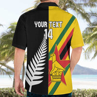Custom New Zealand and Zimbabwe Hawaiian Shirt NZ Fern Zim Flag Half Style