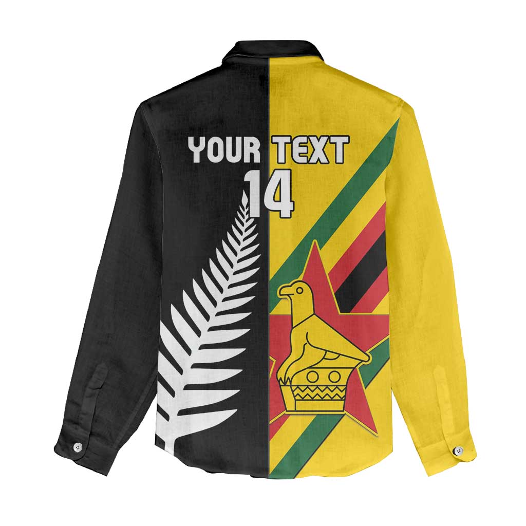 Custom New Zealand and Zimbabwe Women Casual Shirt NZ Fern Zim Flag Half Style LT14 - Polynesian Pride