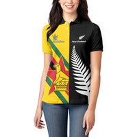 Custom New Zealand and Zimbabwe Women Polo Shirt NZ Fern Zim Flag Half Style LT14 - Polynesian Pride