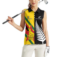 Custom New Zealand and Zimbabwe Women Sleeveless Polo Shirt NZ Fern Zim Flag Half Style LT14 - Polynesian Pride