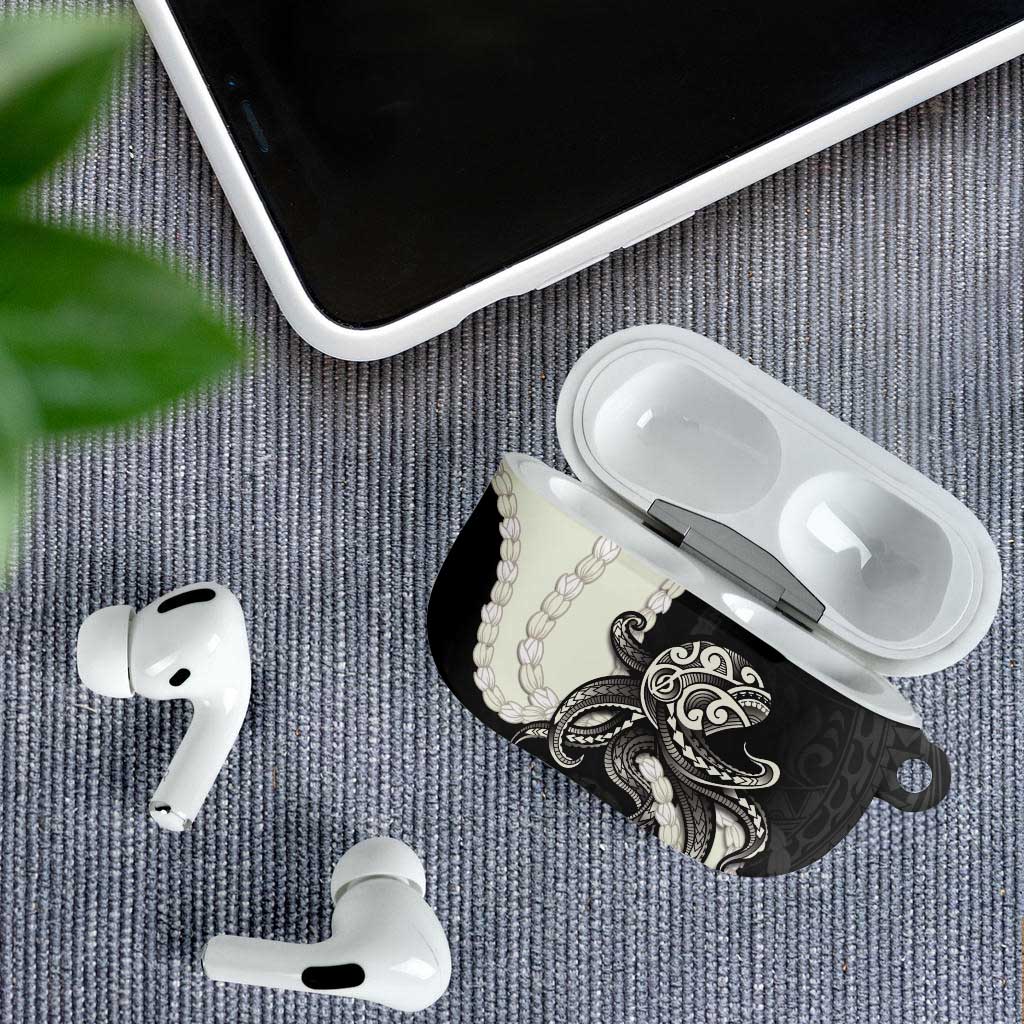 Black Polynesia Tribal Octopus Tattoo AirPods Case Pikake Lei Polynesian Pattern