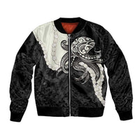 Black Polynesia Tribal Octopus Tattoo Bomber Jacket Pikake Lei Polynesian Pattern