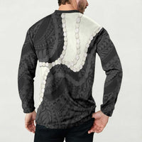 Black Polynesia Tribal Octopus Tattoo Button Sweatshirt Pikake Lei Polynesian Pattern
