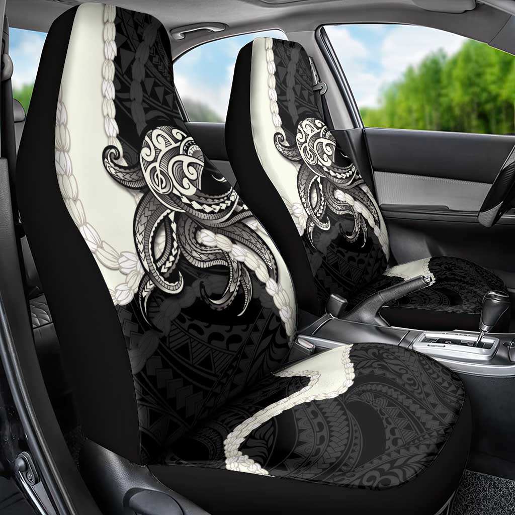 Black Polynesia Tribal Octopus Tattoo Car Seat Cover Pikake Lei Polynesian Pattern