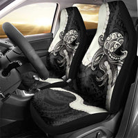 Black Polynesia Tribal Octopus Tattoo Car Seat Cover Pikake Lei Polynesian Pattern