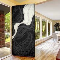 Black Polynesia Tribal Octopus Tattoo Door Cover Pikake Lei Polynesian Pattern
