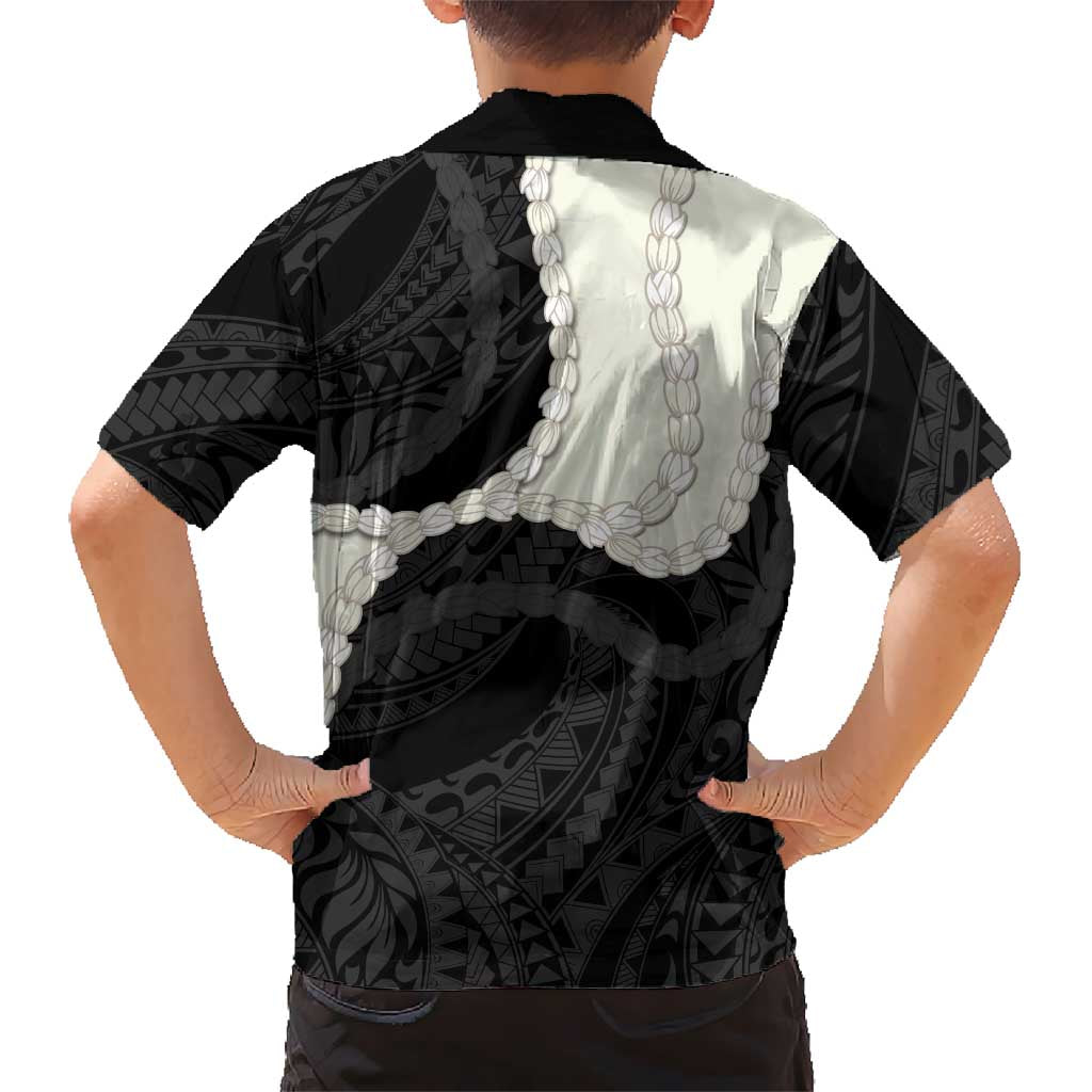 Black Polynesia Tribal Octopus Tattoo Family Matching Off The Shoulder Long Sleeve Dress and Hawaiian Shirt Pikake Lei Polynesian Pattern