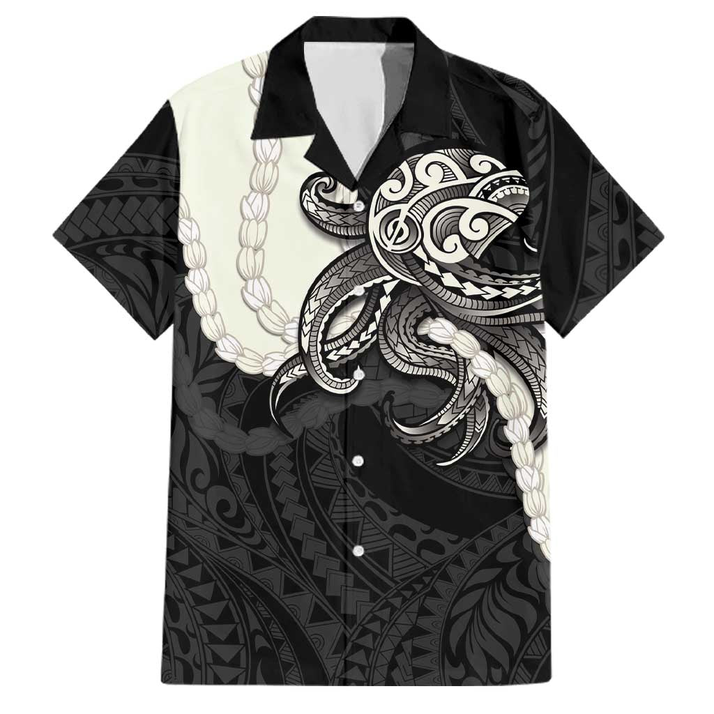Black Polynesia Tribal Octopus Tattoo Family Matching Summer Maxi Dress and Hawaiian Shirt Pikake Lei Polynesian Pattern