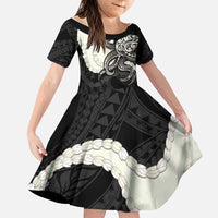 Black Polynesia Tribal Octopus Tattoo Family Matching Tank Maxi Dress and Hawaiian Shirt Pikake Lei Polynesian Pattern