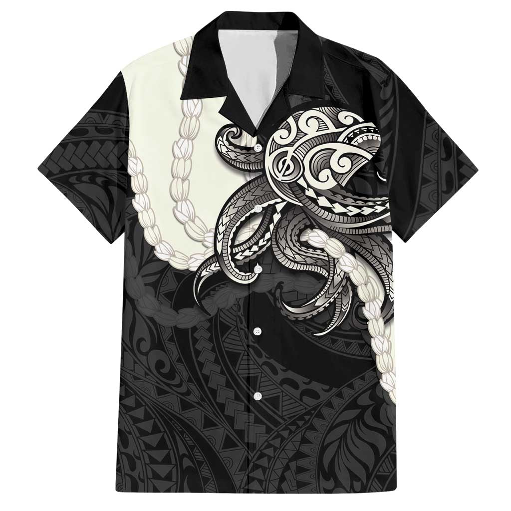 Black Polynesia Tribal Octopus Tattoo Hawaiian Shirt Pikake Lei Polynesian Pattern
