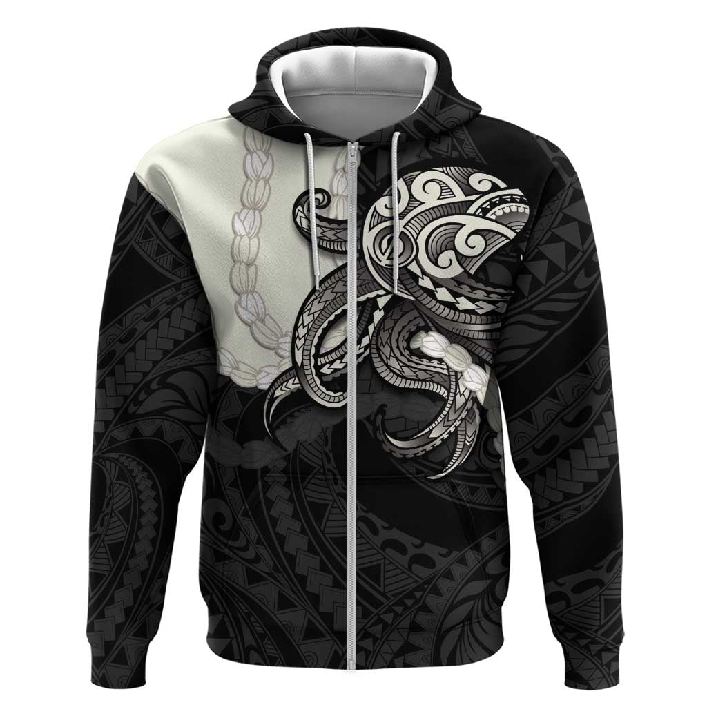 Black Polynesia Tribal Octopus Tattoo Hoodie Pikake Lei Polynesian Pattern