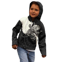Black Polynesia Tribal Octopus Tattoo Kid Hoodie Pikake Lei Polynesian Pattern