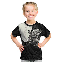 Black Polynesia Tribal Octopus Tattoo Kid T Shirt Pikake Lei Polynesian Pattern