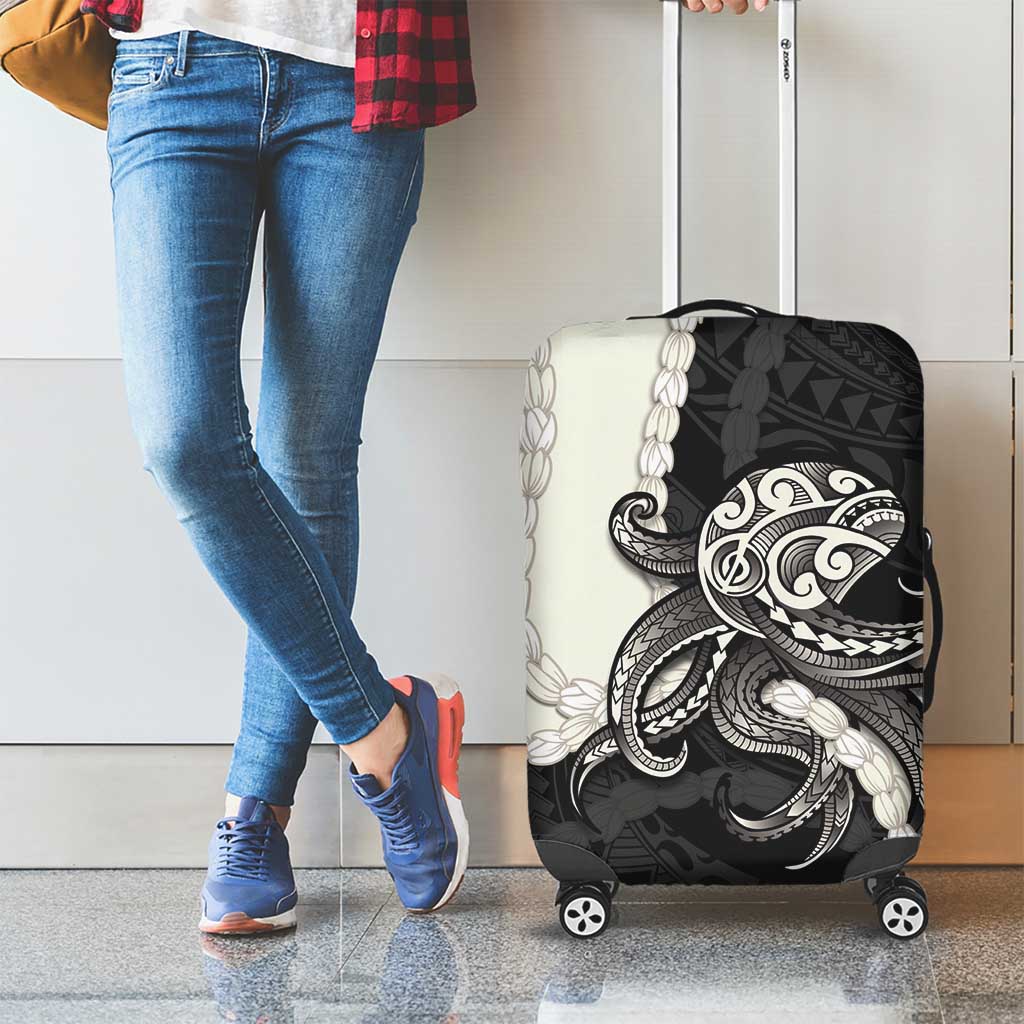 Black Polynesia Tribal Octopus Tattoo Luggage Cover Pikake Lei Polynesian Pattern