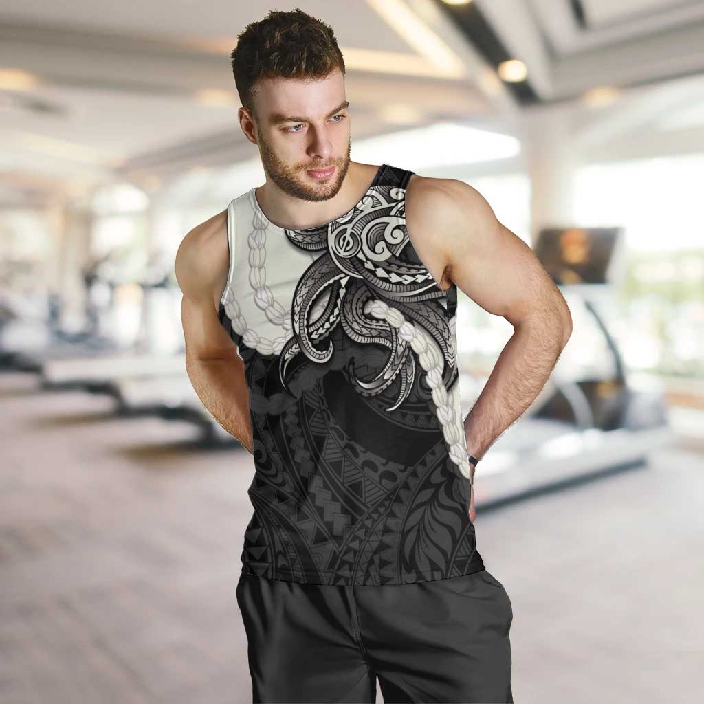 Black Polynesia Tribal Octopus Tattoo Men Tank Top Pikake Lei Polynesian Pattern