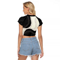 Black Polynesia Tribal Octopus Tattoo Raglan Cropped T Shirt Pikake Lei Polynesian Pattern