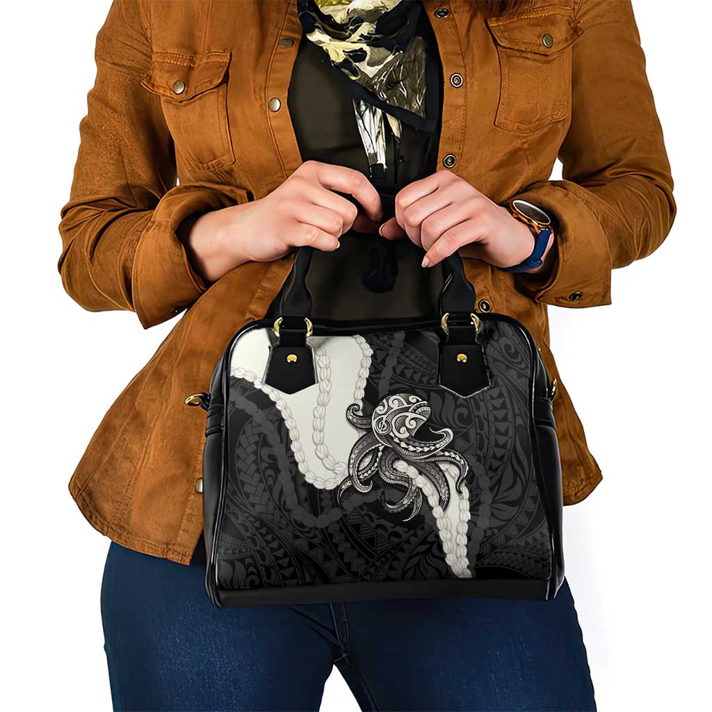 Black Polynesia Tribal Octopus Tattoo Shoulder Handbag Pikake Lei Polynesian Pattern