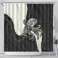 Black Polynesia Tribal Octopus Tattoo Shower Curtain Pikake Lei Polynesian Pattern